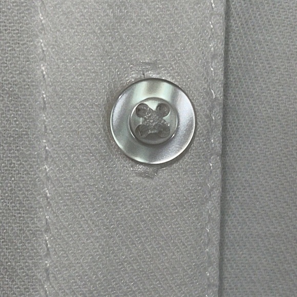 DASH WHITE FLANNEL POCKET BLOUSE BACK BUTTON DOWN DETAIL Sz. S - Picture 14 of 16